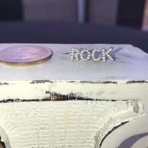 “Rock” Silver Tone Rhinestone Ear Crawler